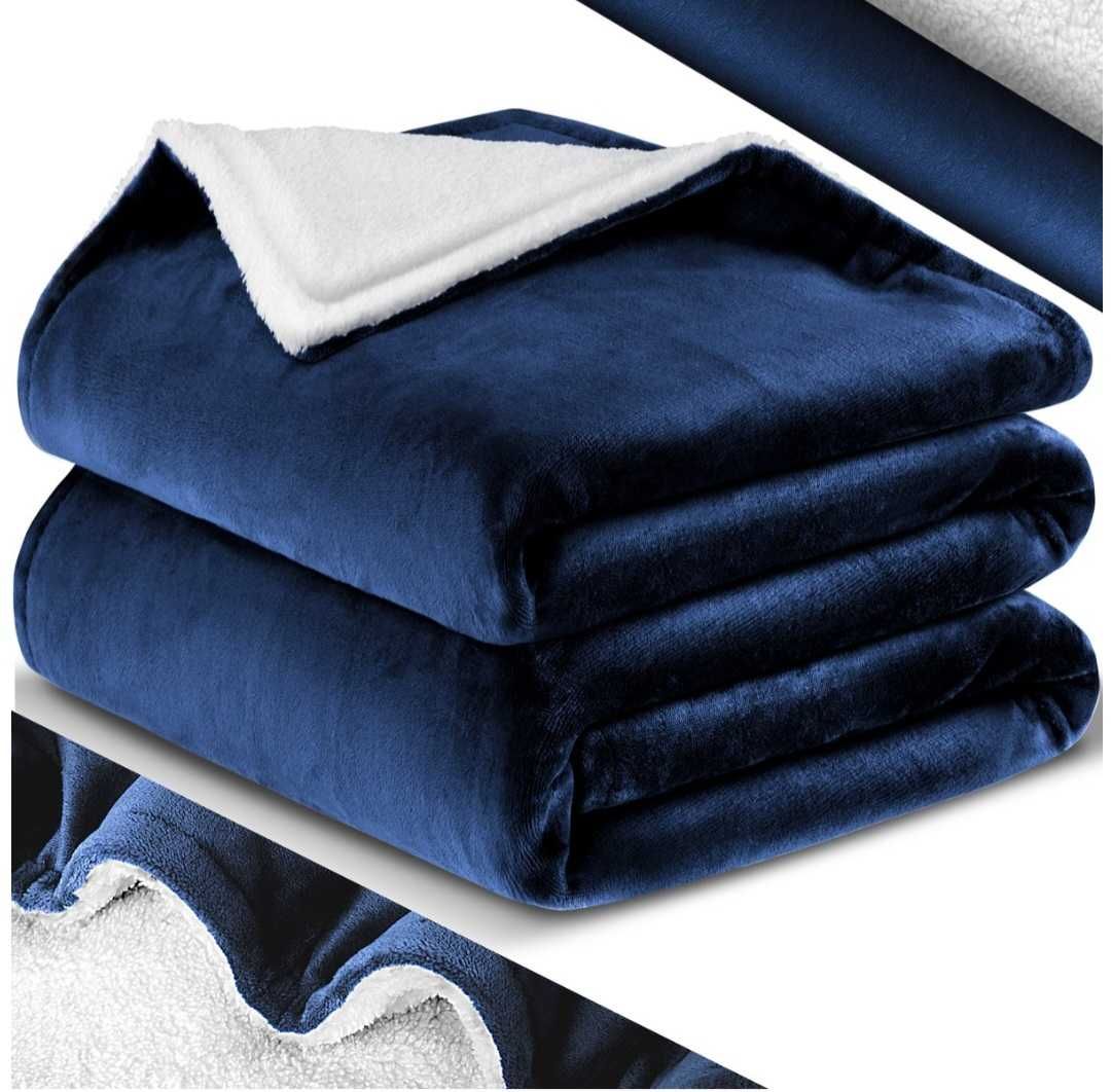 Przytulny koc puszysty miękki ciepły Sherpa dwustronny 130x150cm