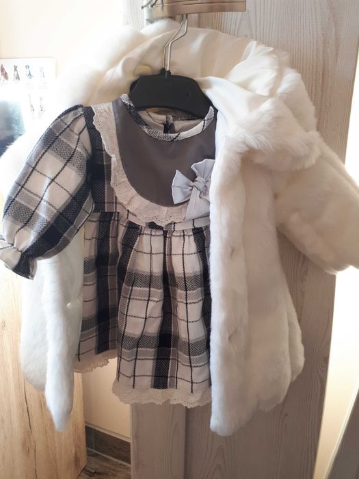 Ubranko na jesień  zimę na chrzest do chrztu dziewczynka 6 -7 miesięcy