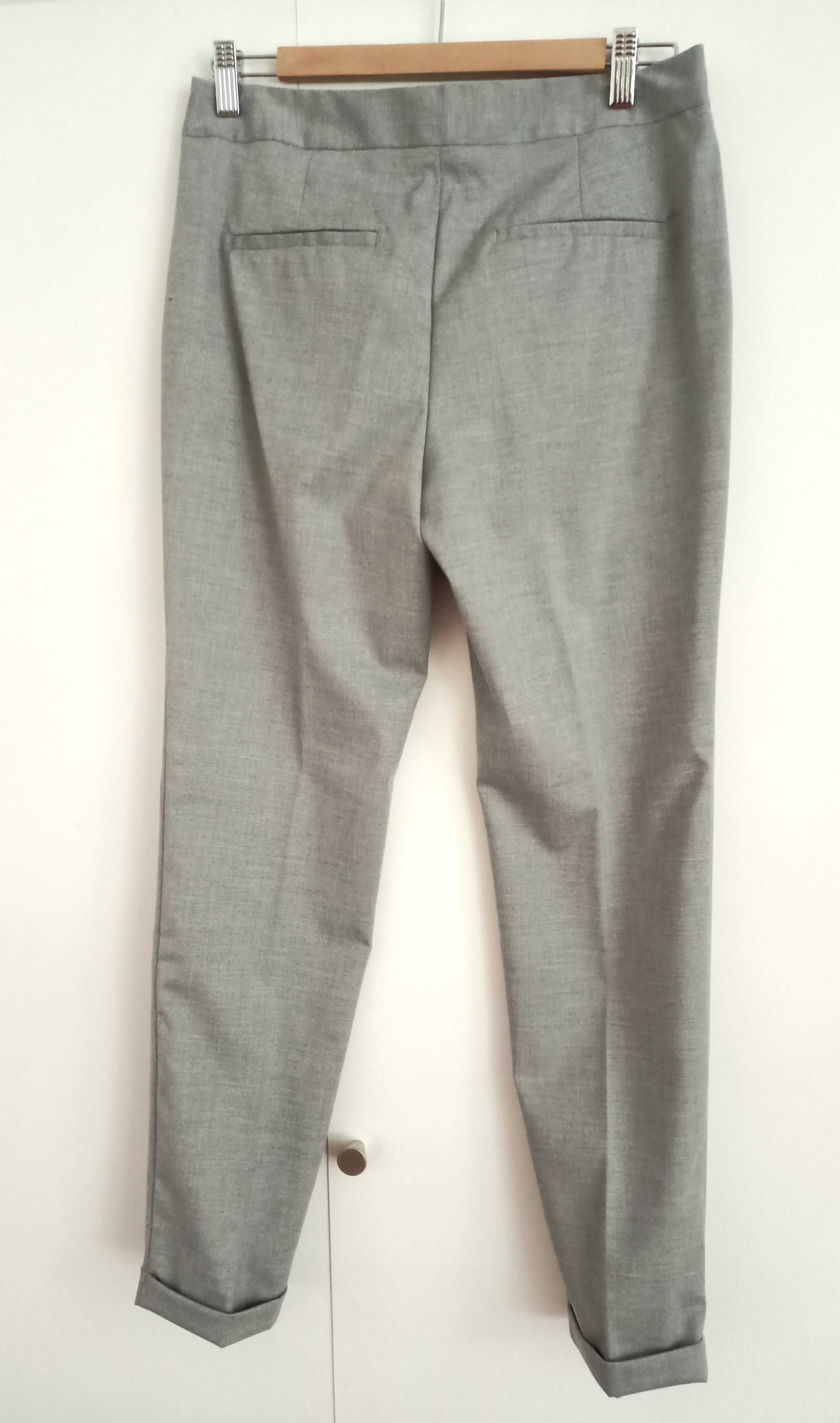 Spodnie Zara Basic rurki slim fit, szare, rozmiar 36.