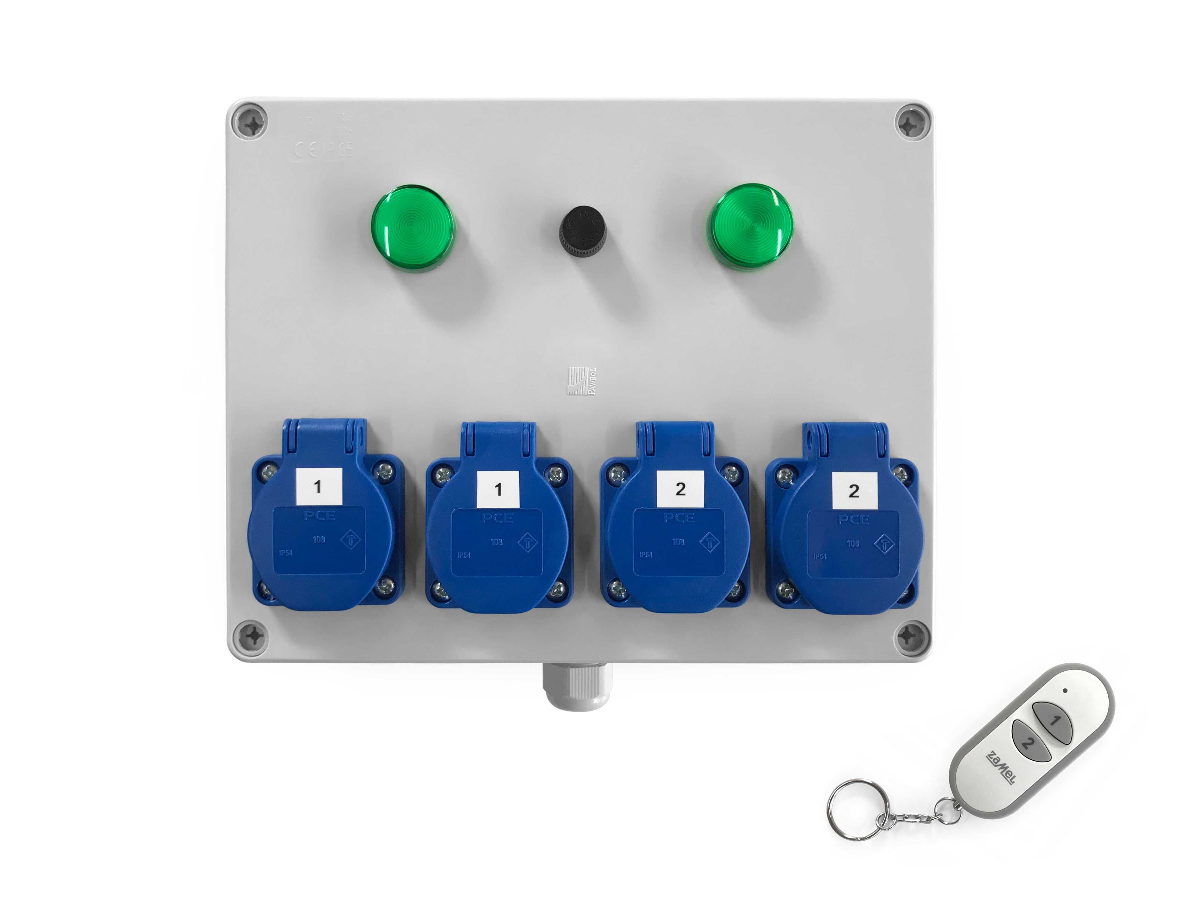 Rozdzielnica elektryczna sterowana pilotem, gotowa, gniazda 4x16A 230V