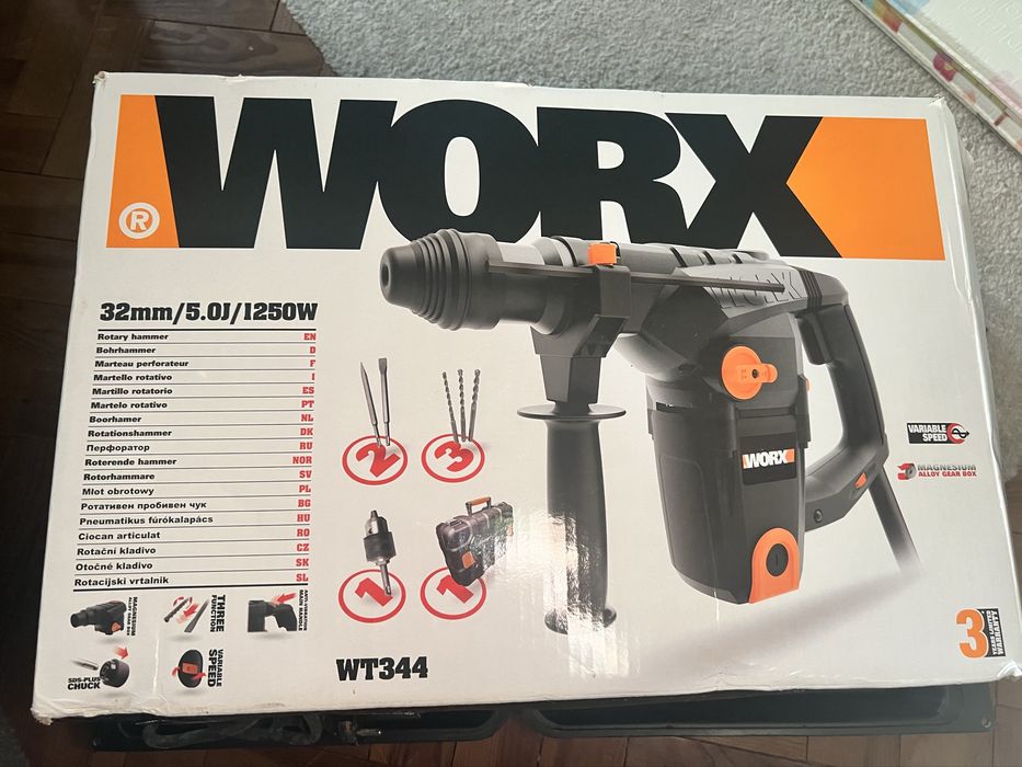 Martelo percutor WORX WT344 com caixa completa.