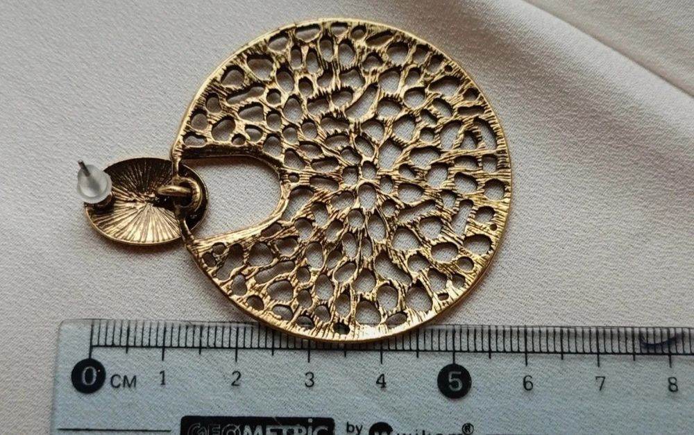 Nowe postarzałe złoto ażurowe kolczyki duże kobiece etniczne