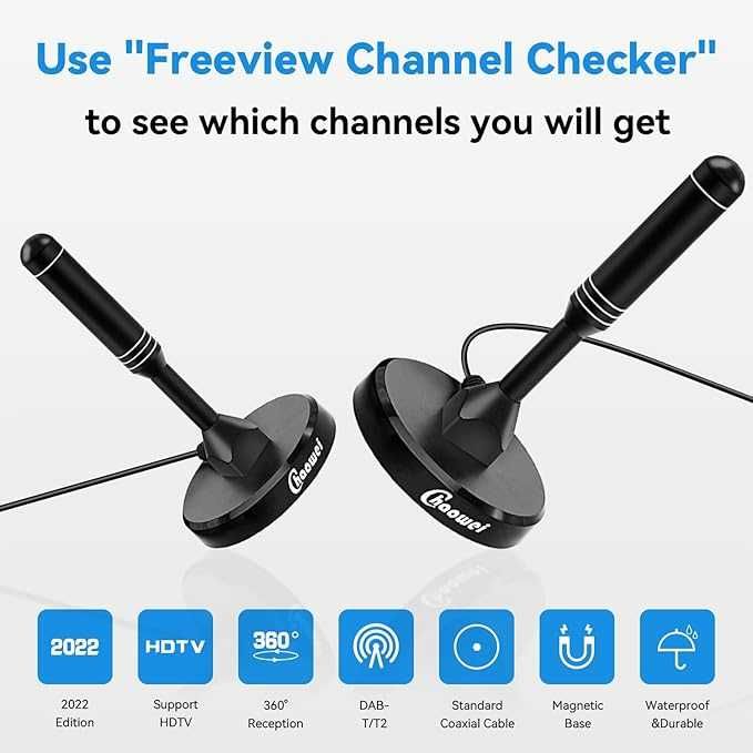 Chaowei DVB66 antena wewnętrzna DVB-T2 przenośna z magnesem 2m kabel