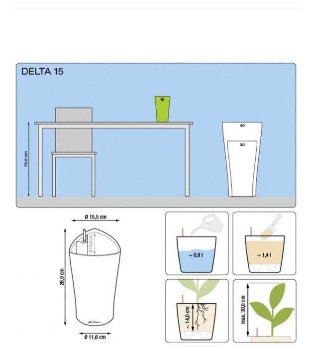 Кашпо Lechuza delta 15