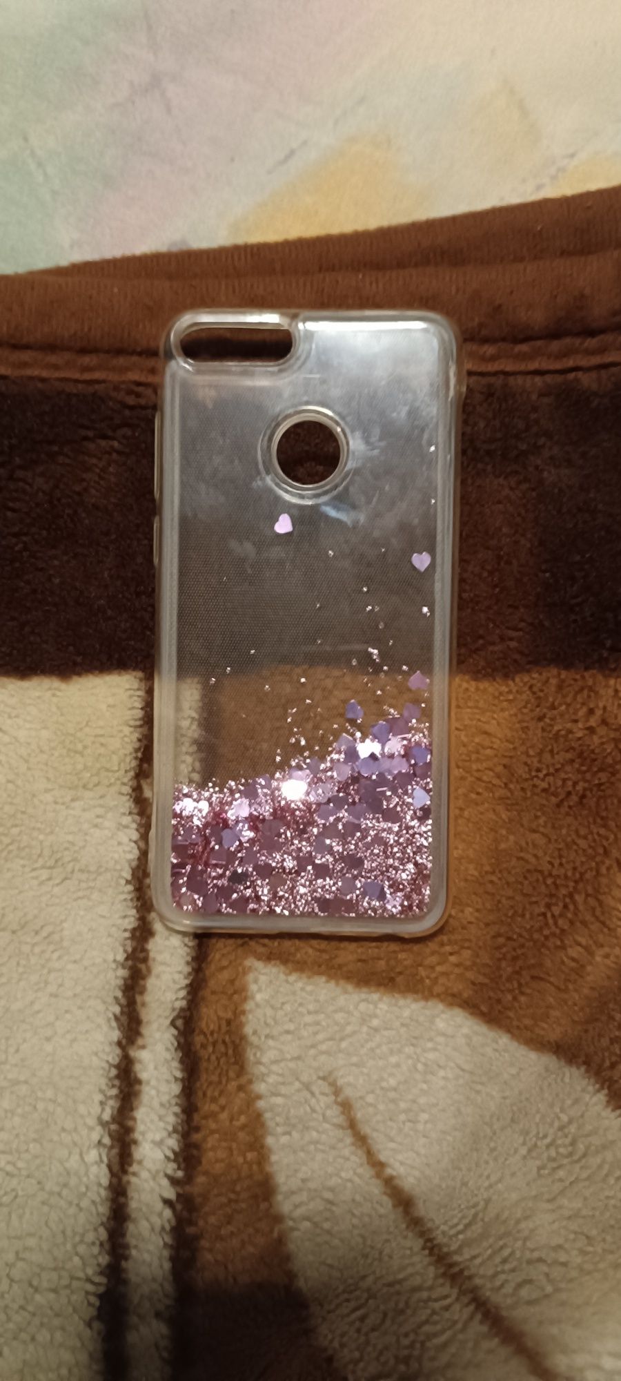 Etui,Case Huawei y7 2018 pływające brokaty