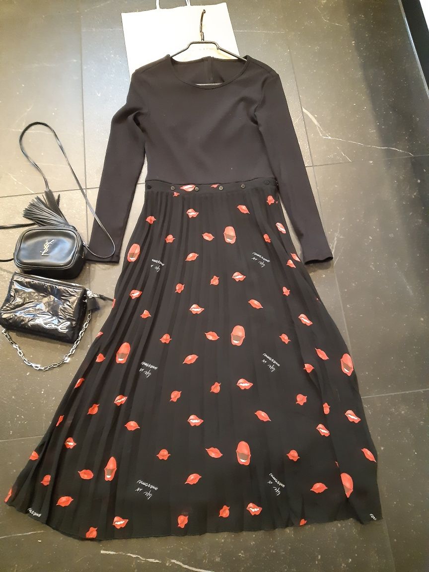 DESIGUAL S/m nowa sukienka maxi plisowana