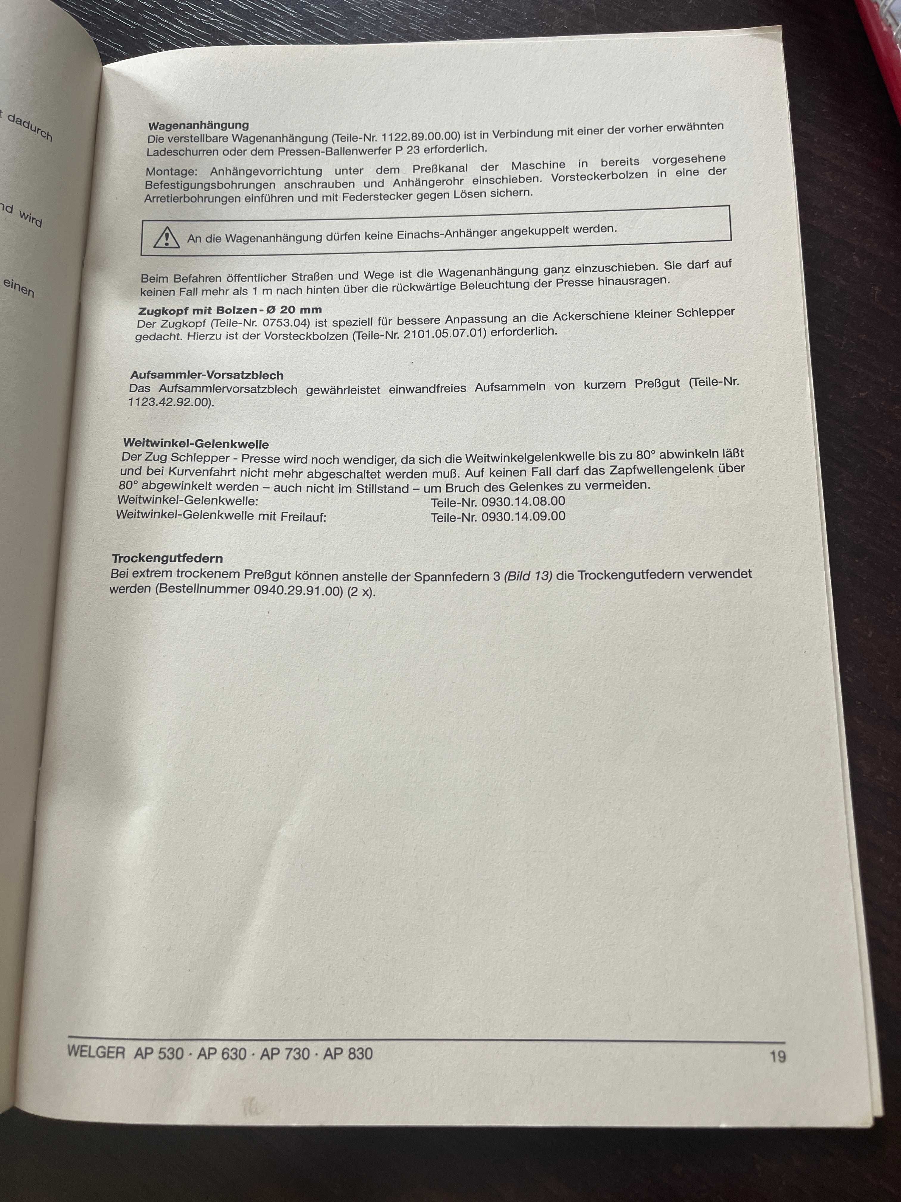 Instrukcja obsługi welger AP530 AP630 AP730 AP830
