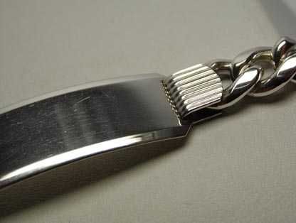 Srebrna bransoletka z płytką Włochy 19,5 cm. 9,5 mm.