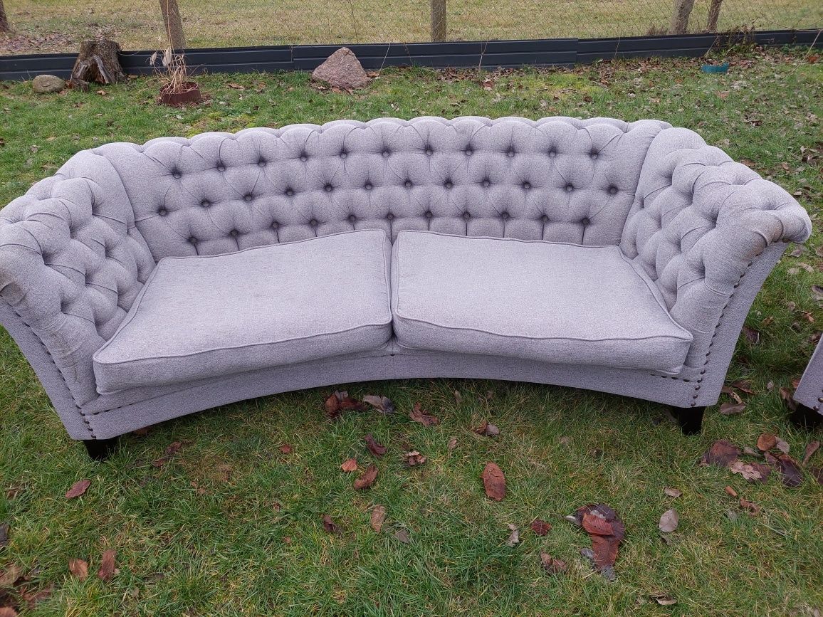 Sofa i 2 fotele w stylu Chesterfield