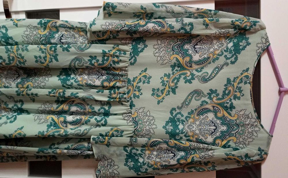 Zwiewna romantyczna miętowa sukienka vintage BIBA