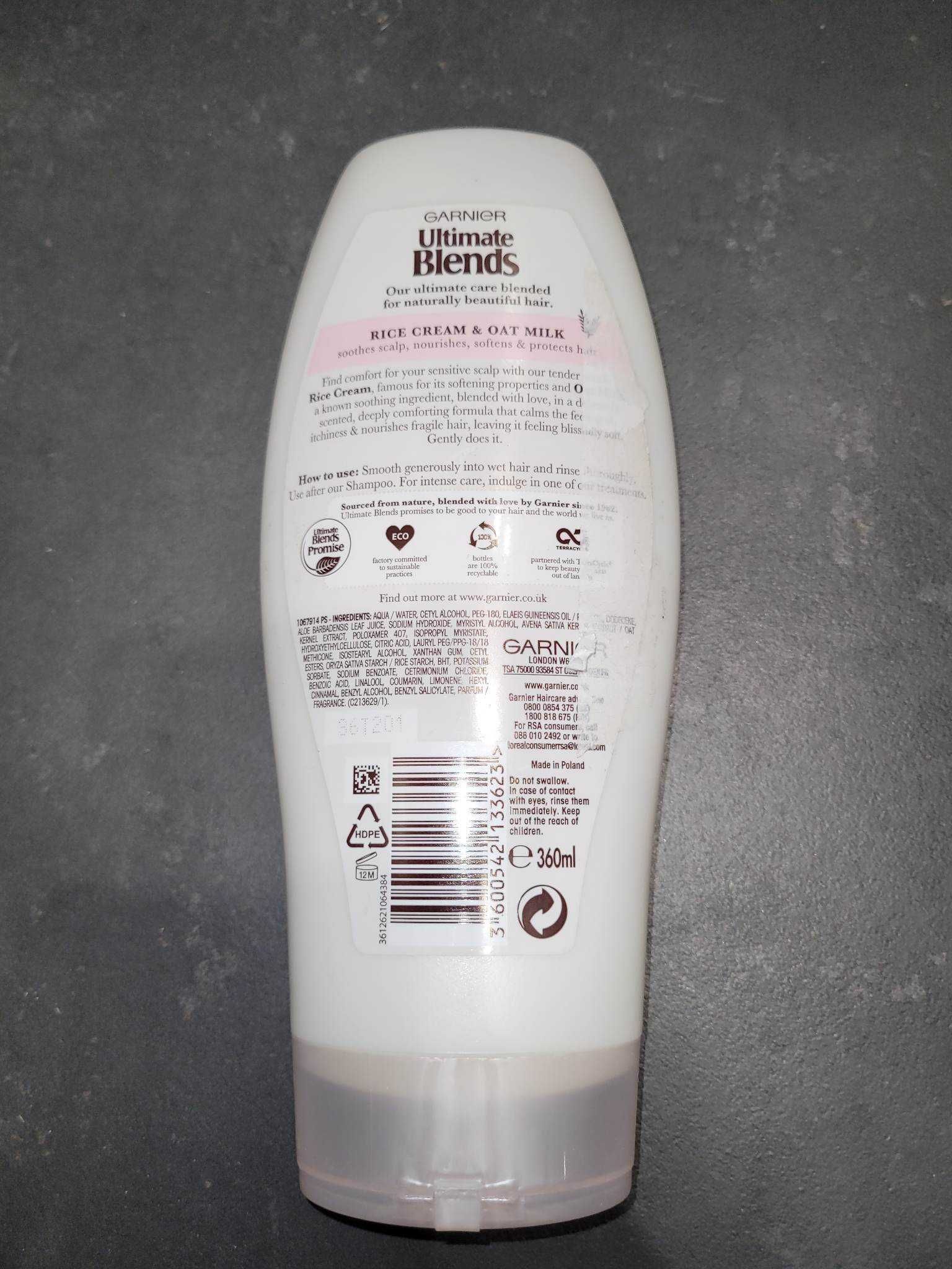 Odżywka do włosów Garnier Rice Cream & Oat Milk, pojemność 360ml