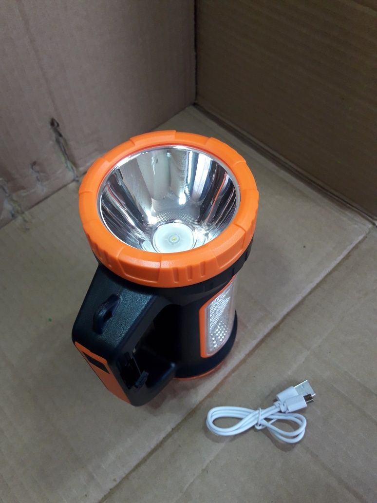 Фонарь ручной прожектор 3w+ бок подсветка 15w+ солн бат+ PowerBank.