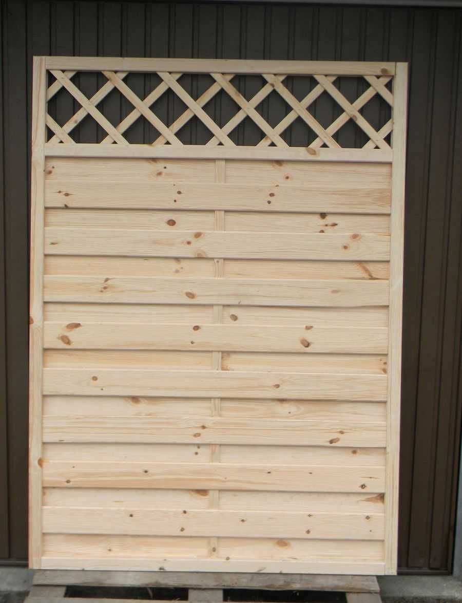 płot lamelowy panele drewniany GRUBY nie markietowy z łukiem i kratką
