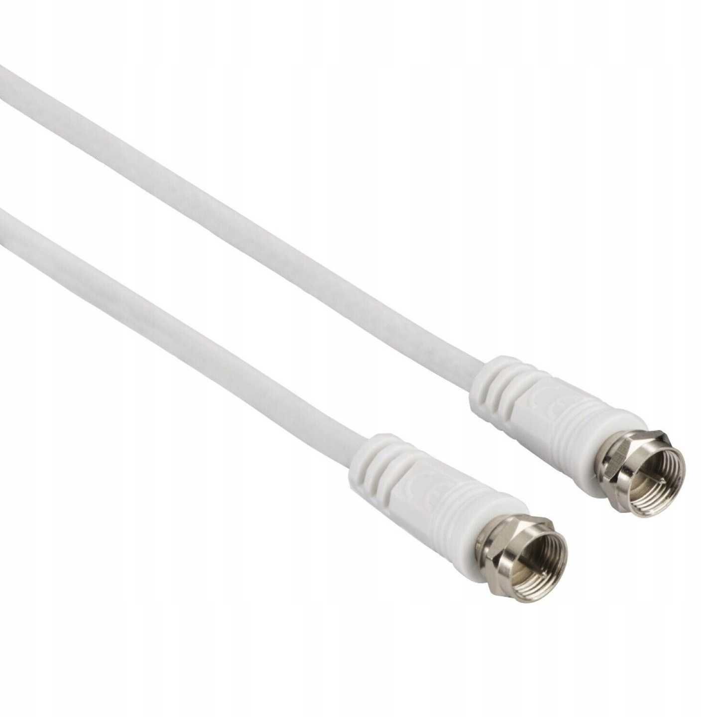 Hama Classic line kabel antenowy wtyk F-F 5 m 75 dB biały koszowy