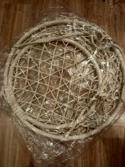 Fotel wiszący bocianie gniazdo boho makrama ze sznurka huśtawka