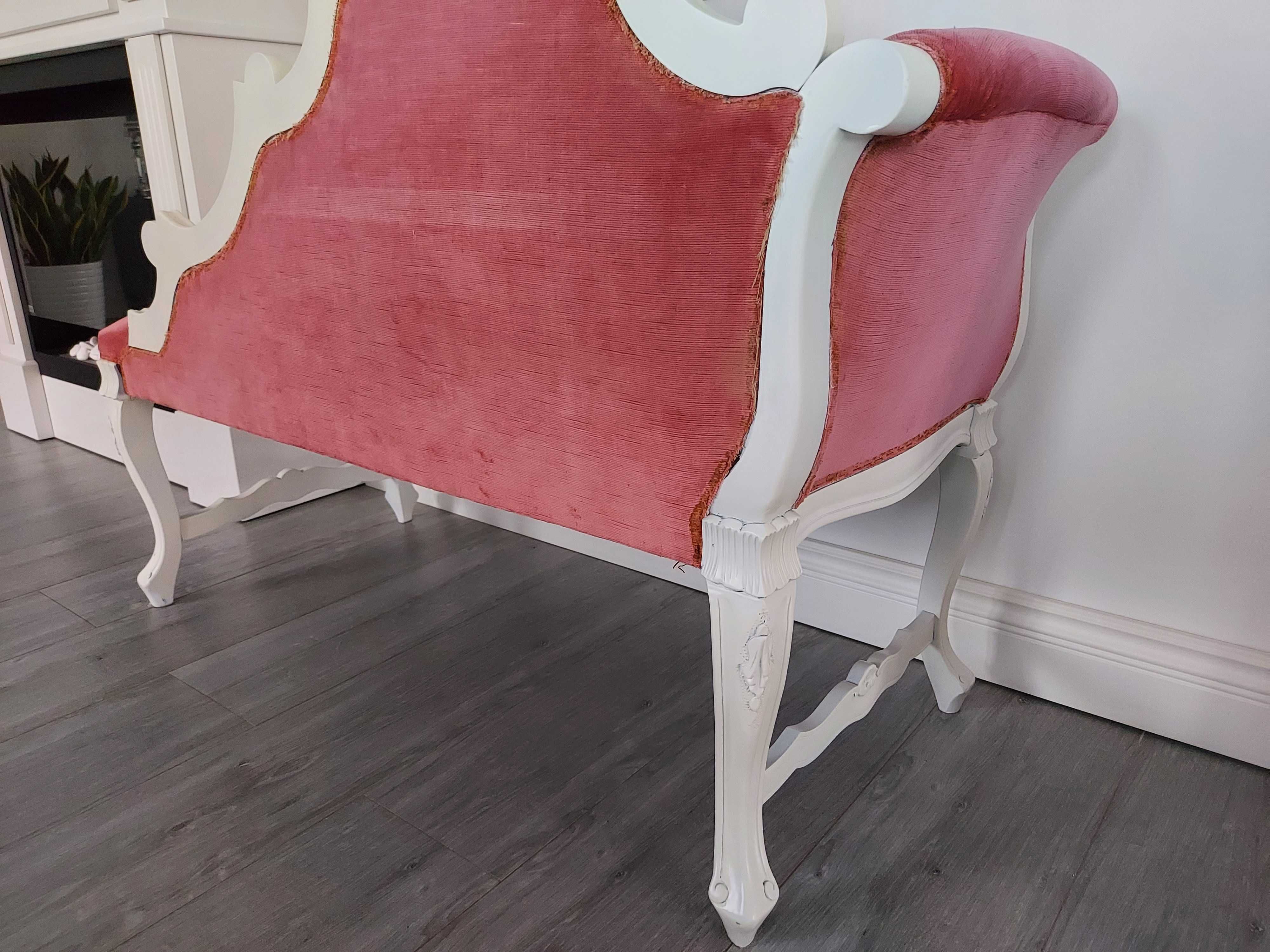 Sofa kanapa szezlong różowo biała