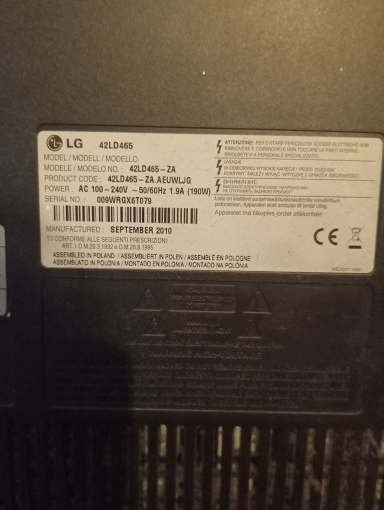 Telewizor LCD LG uszkodzony