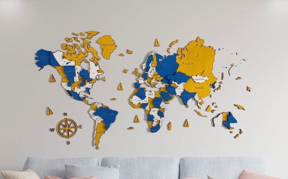 Карта світу з дерева, карта мира из дерева