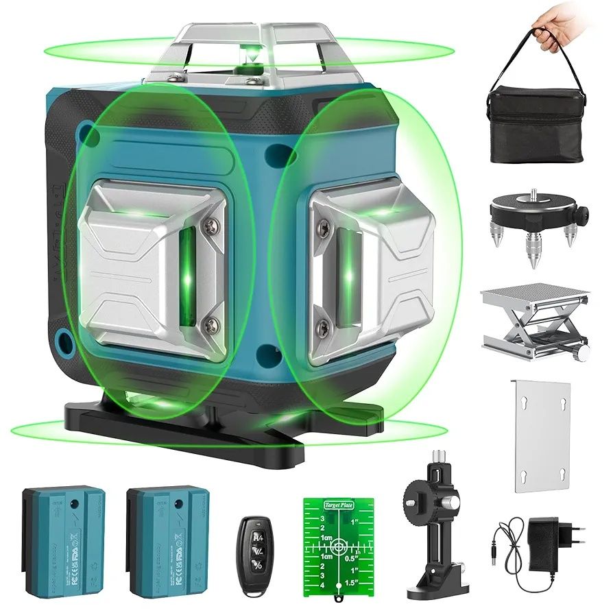 Laser krzyżowy zielony 16 lini 360°