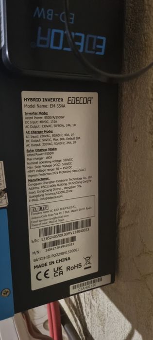 гибридный инвертор EDECOA EM-554A (5500 Вт) + модуль ED-BM
