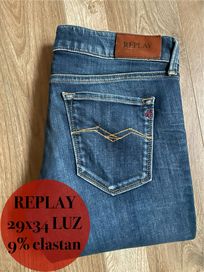 Damskie niebieskie jeansy Replay LUZ 29 x 34 9% elastan