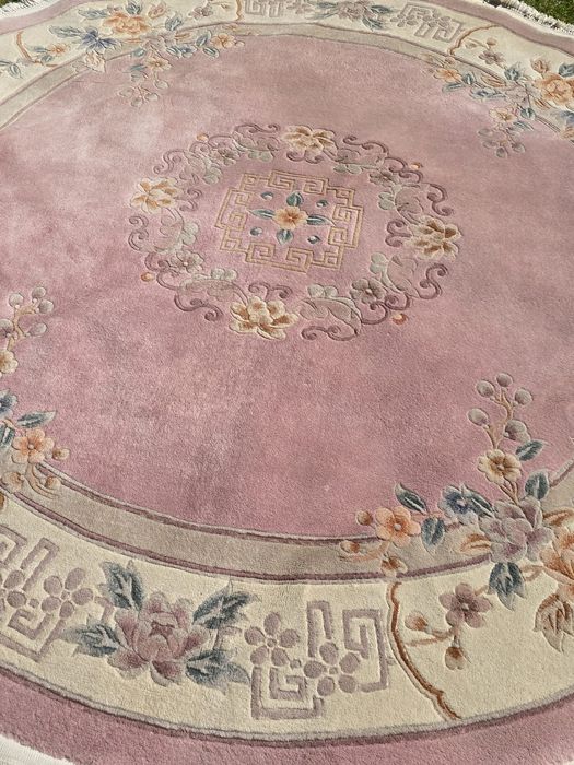 Okrągły Chiński dywan - Rękodzieło z czystej wełny - Śliczny śr 230 cm