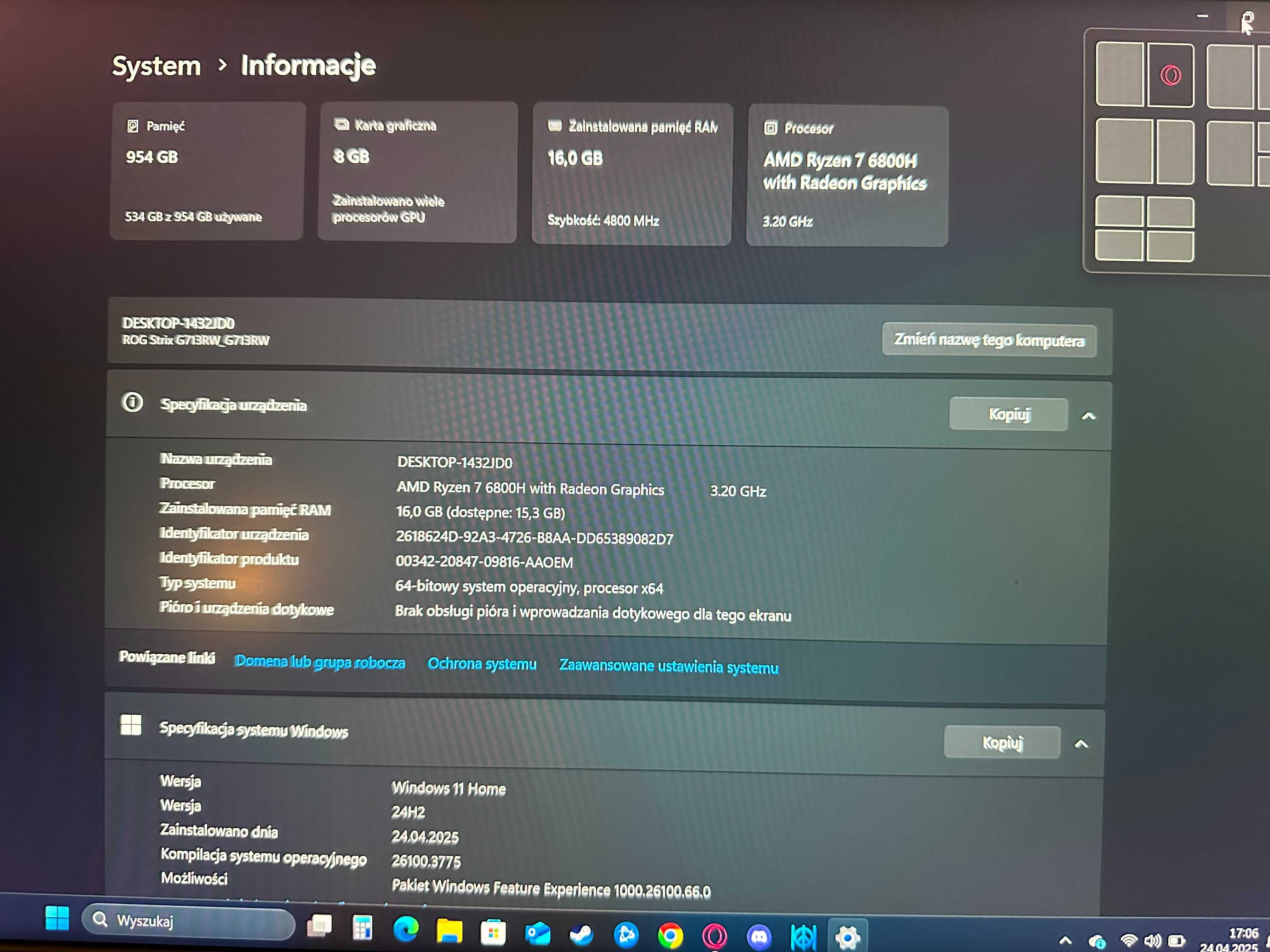 Laptop Asus ROG Strix G713RW RTX3070Ti, Ryzen 7 6800H, DDR 5, IPS