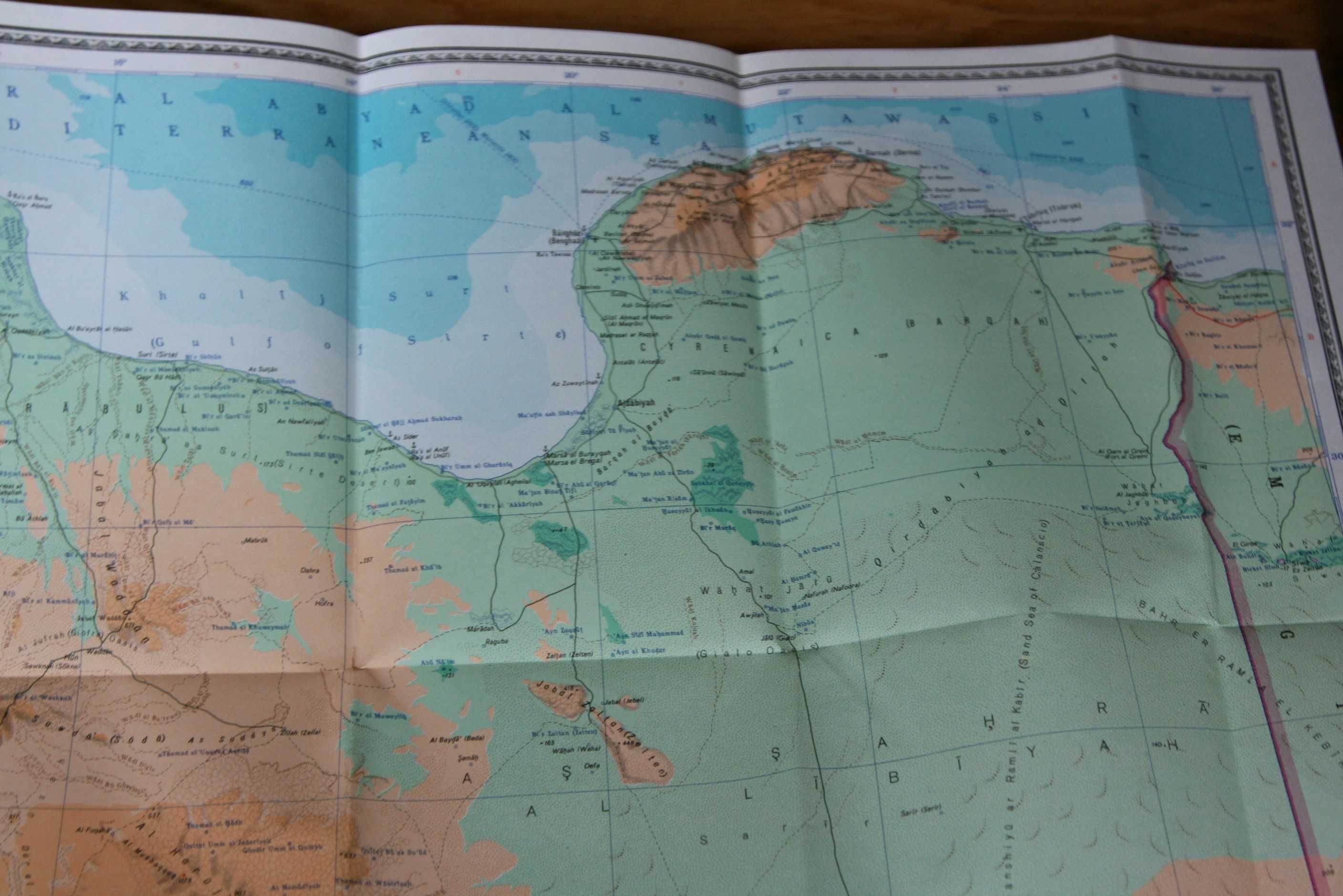 Libia mapa fizyczna, skala 1 : 2_500_000 ZSRR 1987 r. piękna