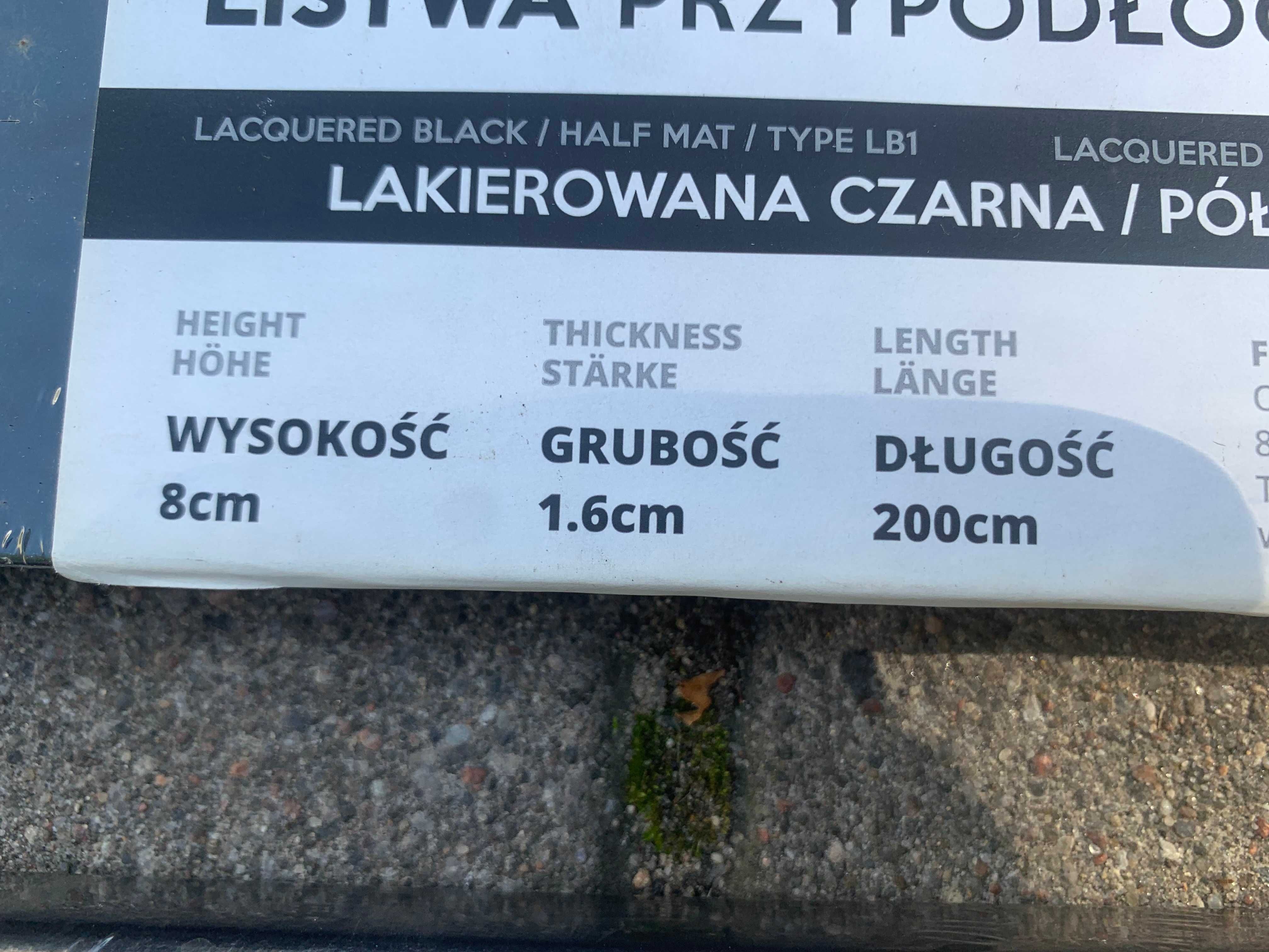 2 szt Foge LB1 nowa w folii listwa przypodłogowa 8/200cm czarny półmat