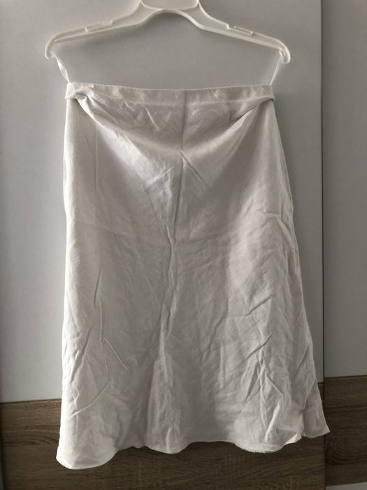 Biała spódnica damska len i wiskoza