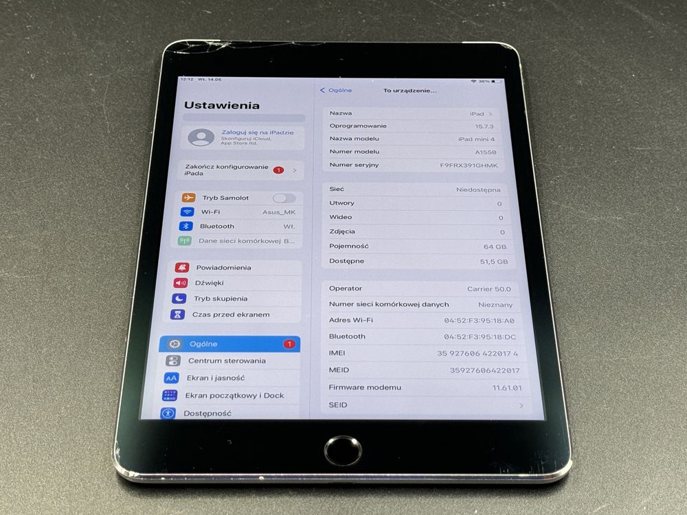 iPad mini 4 64GB (A1550) - Cellular (LTE) - faktura VAT 23%