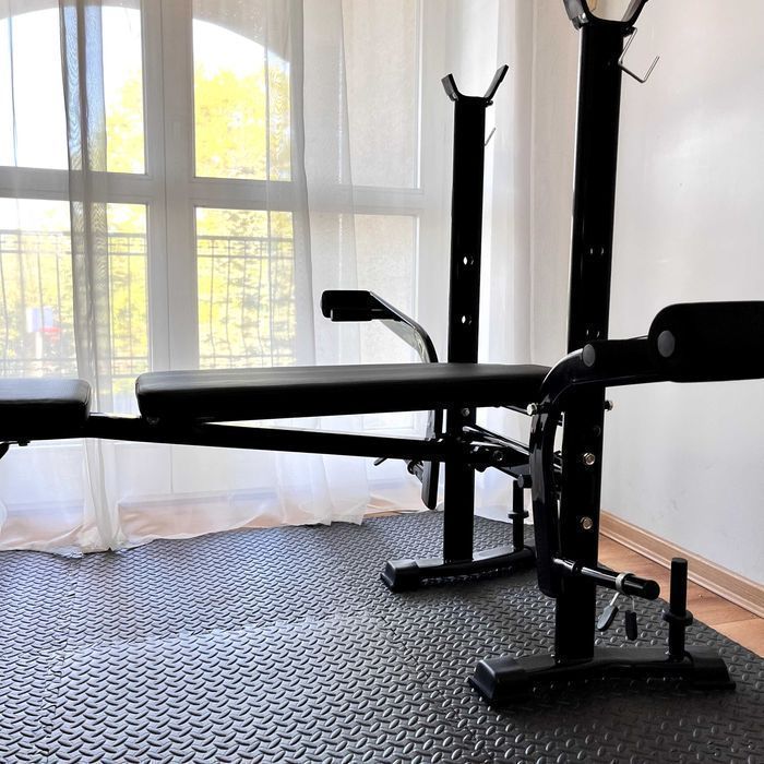 Zestaw Do Ćwiczeń 128kg Siłownia Ławeczka Hantle Sztanga Obciążenia