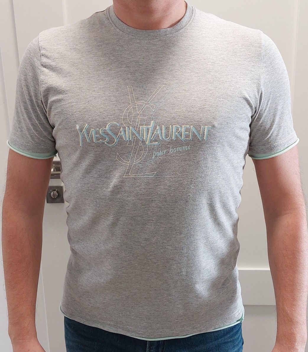 T-shirt Koszulka YSL Yves Saint Laurent r. S szara