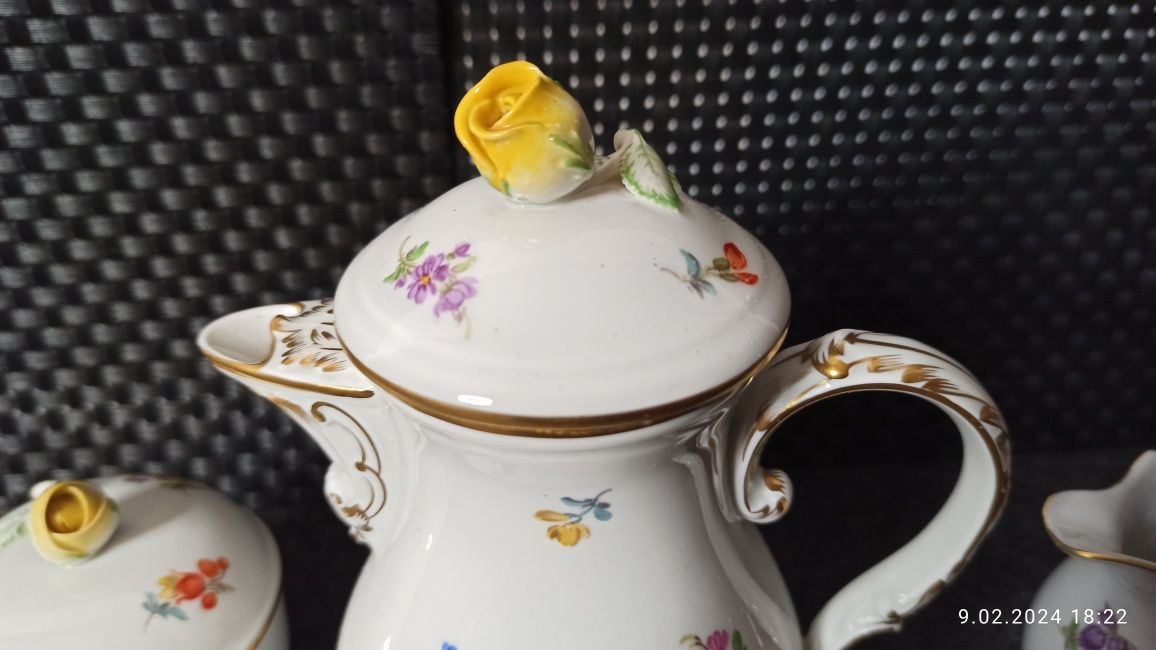 Porcelana MEISSEN Serwis 6 os MOKKA królewska Manufaktura MIŚNIA