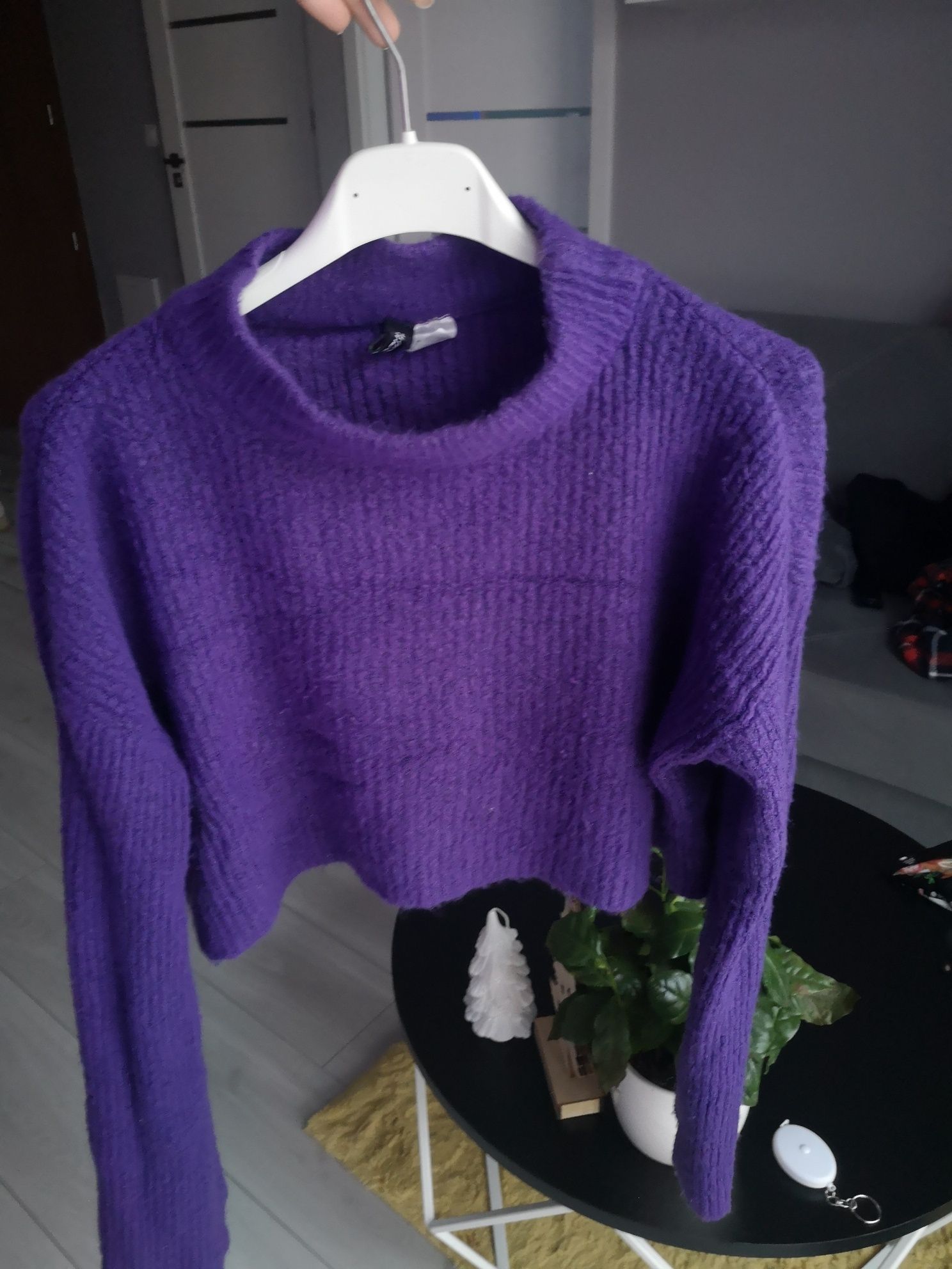 H&M sweter purpurowy cropped M