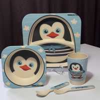 Бамбуковая посуда для детей пингвин
