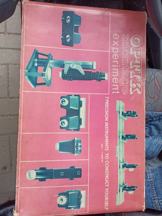 Stary vintage Zabawka zestaw optyczny GDR, budownictwo optik 519, VEB