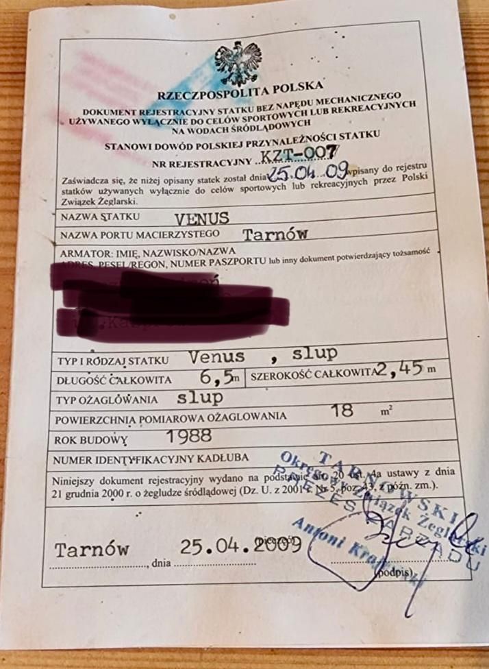 Jacht żaglowy venus