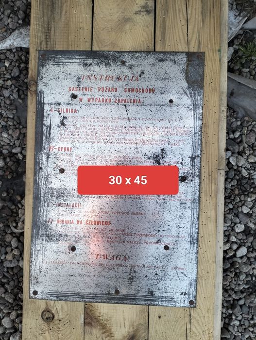 Instrukcja gaszenie pożaru samochodu metalowa PRL