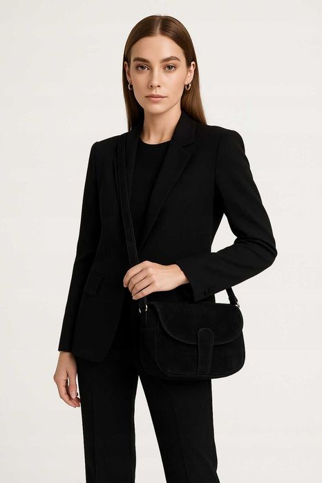 LAURA BIAGGI Torebka Damska Listonoszka Zamsz Naturalny Brązowa Pasek