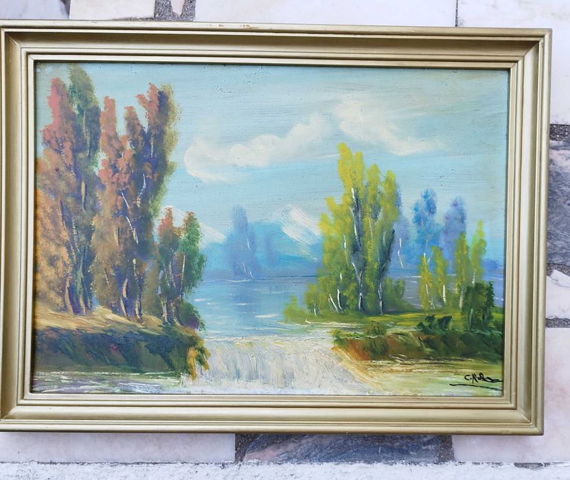 Quadro de pintura a óleo sobre platex