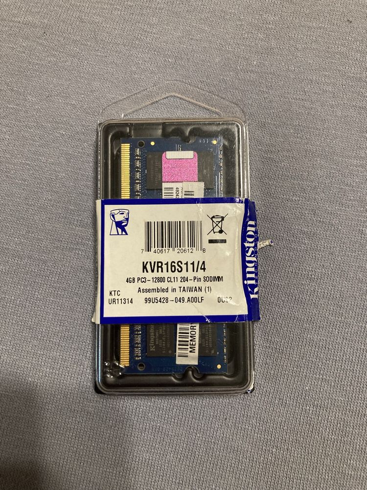 Pamięć do laptopa Ram DDR3 kingston KVR 16S11/4