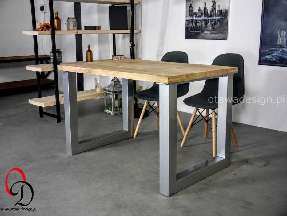 Nowoczesny stół loftowy LOFT z litego drewna stalowe nogi