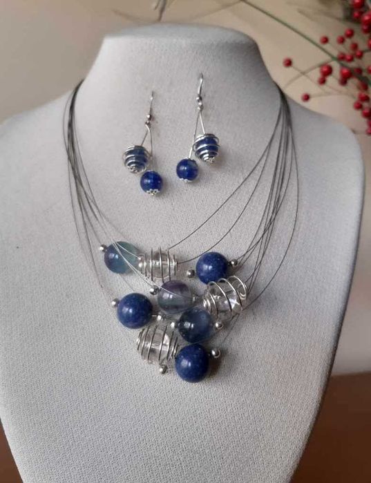 naszyjnik z kolczykami  opal