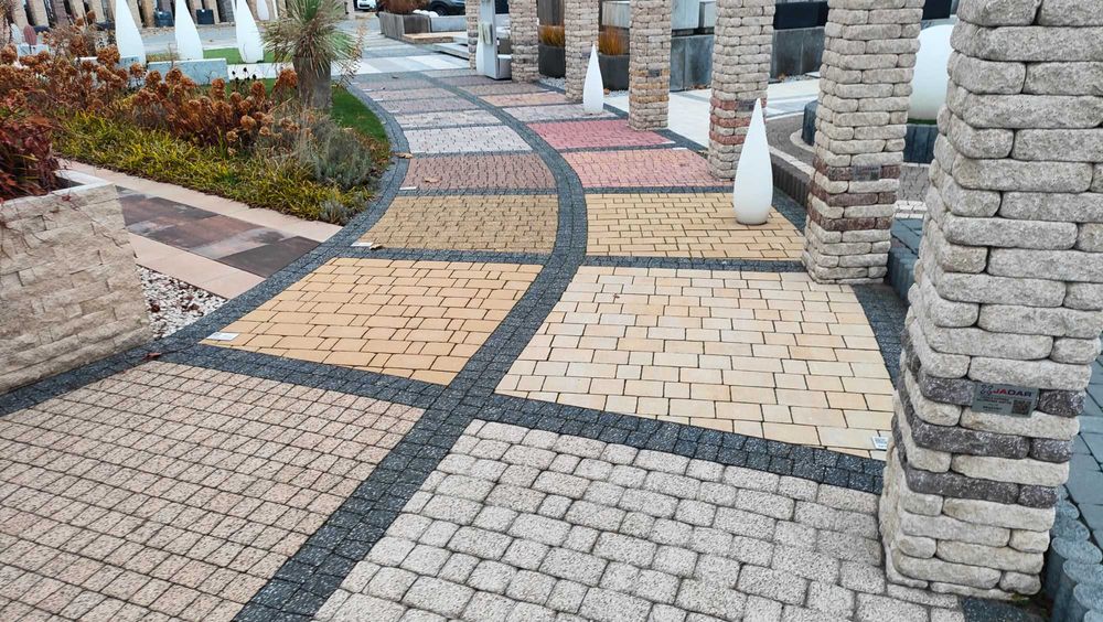 Stół stolik ogrodowy betonowy palisada grill kostka brukowa cegła mur