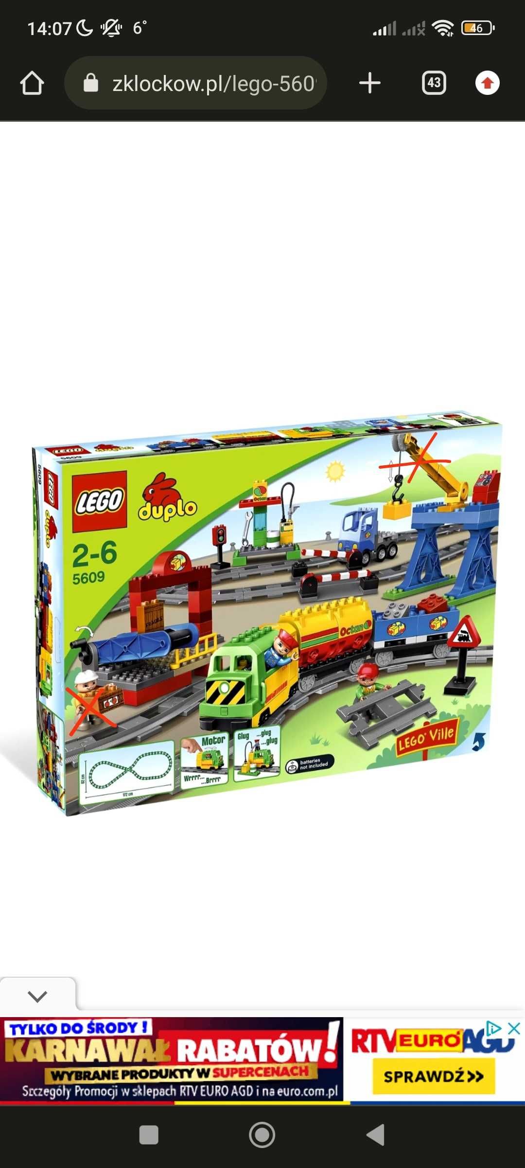 Lego duplo pociag 5609 +  płytka duplo