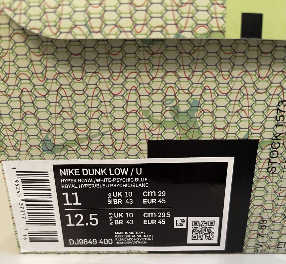 Buty Nike Dunk Low Union Argon 45 (11US)