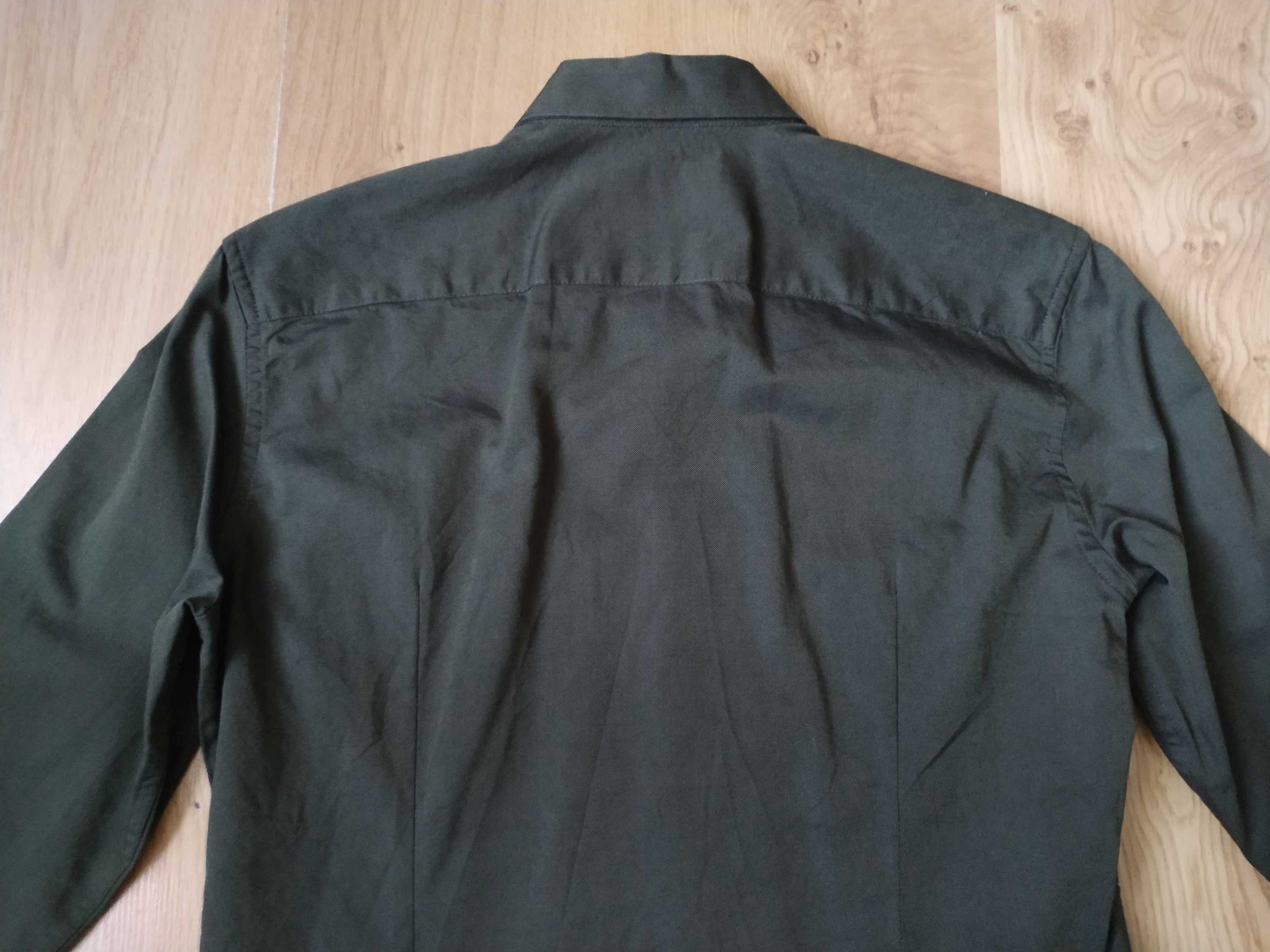 Khaki Koszula z Długim Rękawem Męska Reserved XS Slim Fit 100% Bawełna