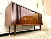 Aparador rádio gira discos ponto azul a funcionar 150comp x 45prof x 8