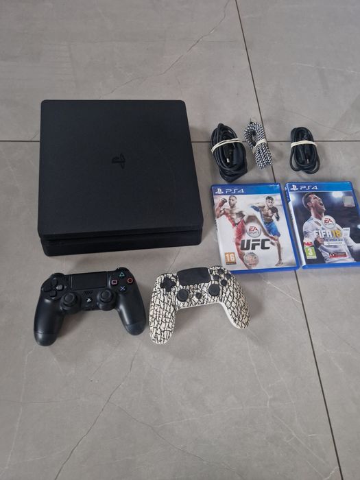 Playstation 4 Slim 500gb + 2x Pad + 2x Gra ps4 Okablowanie  ZESTAW
